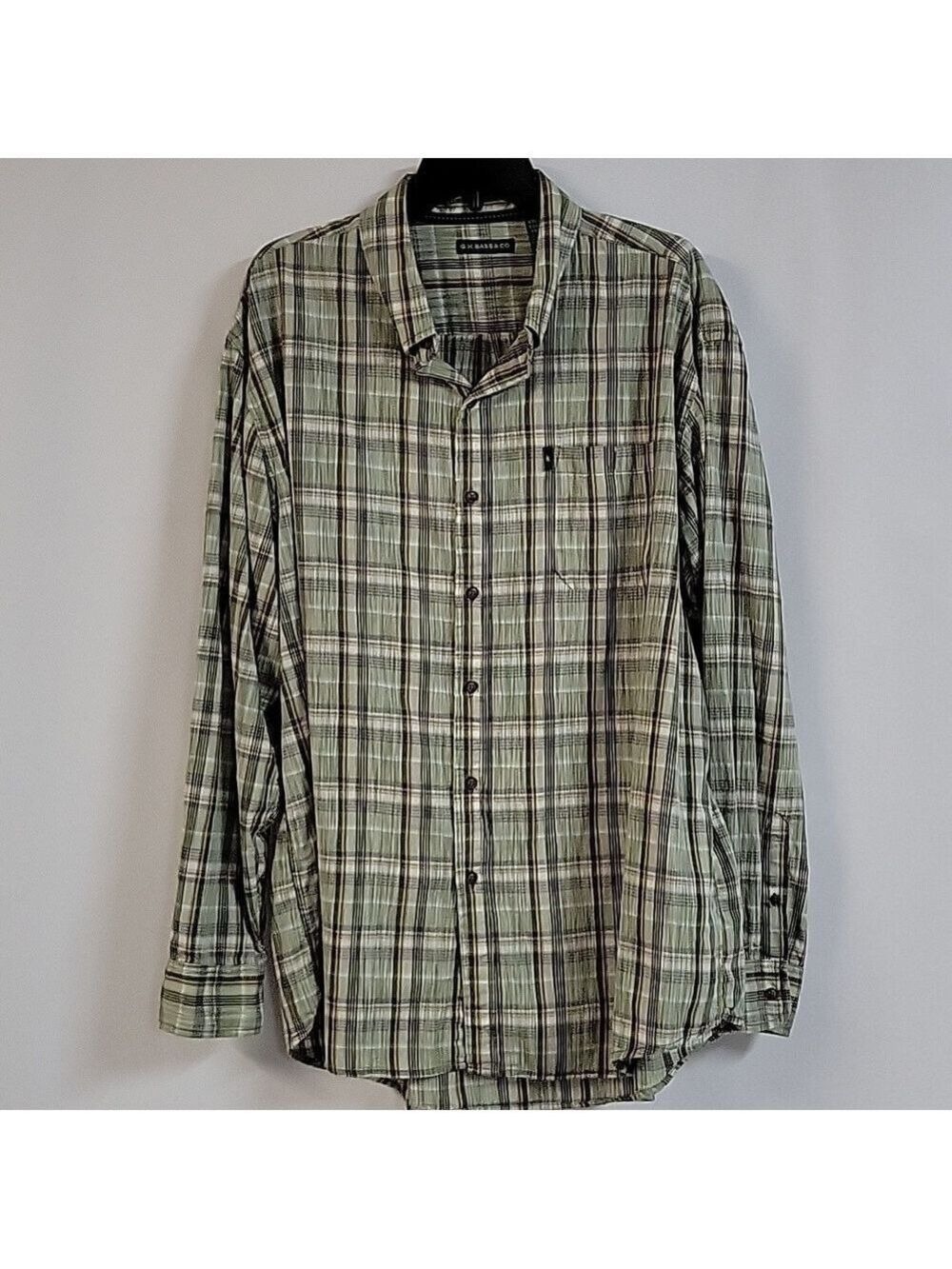 G. H. Bass & Co. Men's Green/Cream Plaid Patterened Shirt, Size XXL